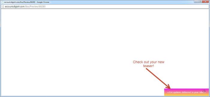 example of a pop-up teaser docked in the corner of a page after pop-up is closed