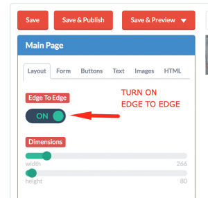 setting up a mobile website banner in the Digioh editor