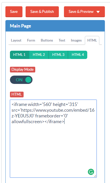 embed youtube code in your lightbox's custom HTML field