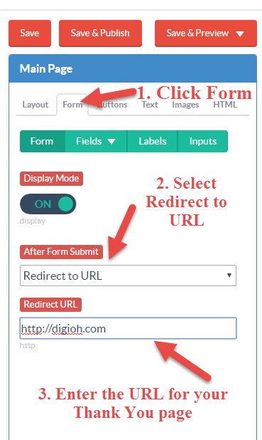redirect to URL on form submission