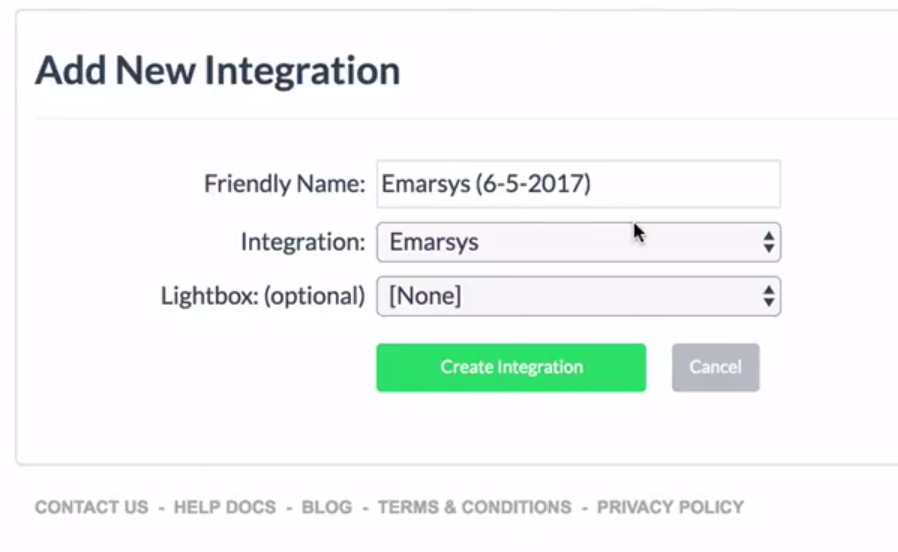 add your Emarsys integration in Digioh