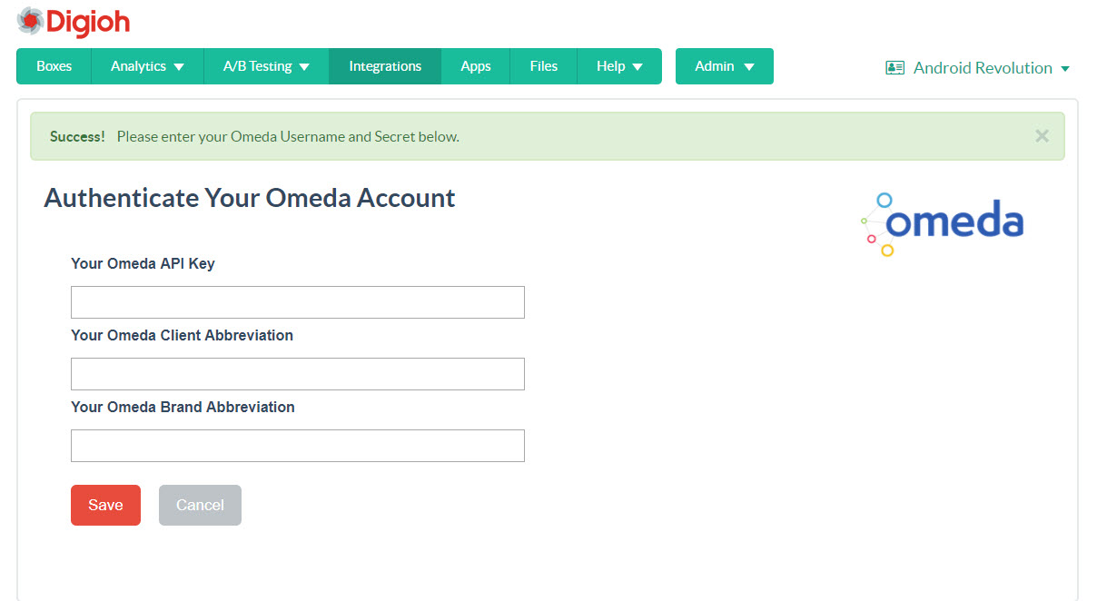 authenticate your omeda account to complete the digioh integration