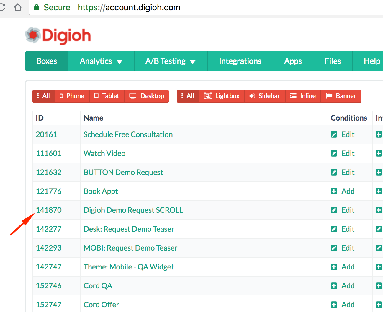 find your digioh box ID