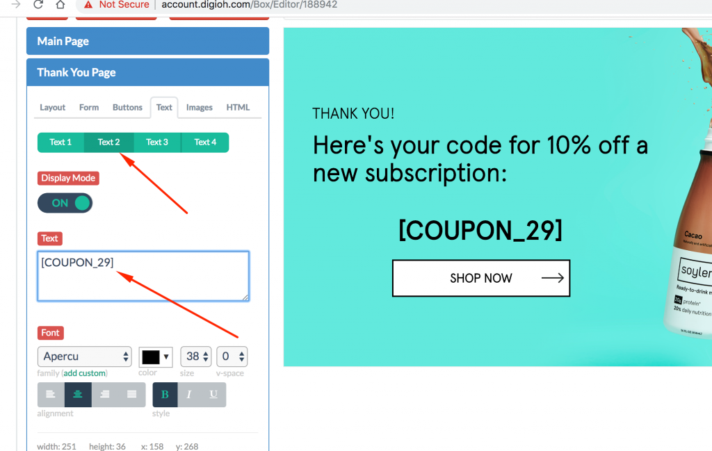 email signup pop-up with dynamic coupon code