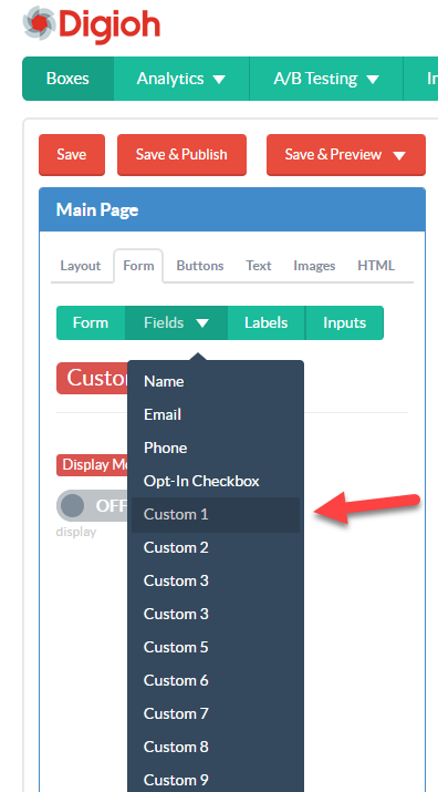 add custom form fields to your lightbox