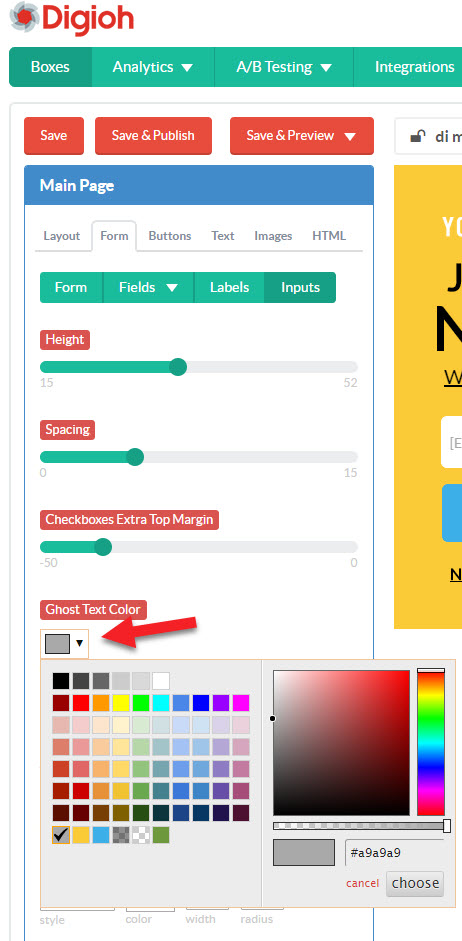 ghost text color picker