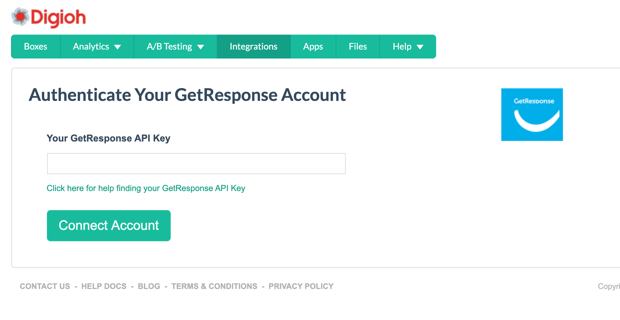 connect your getresponse account to digioh