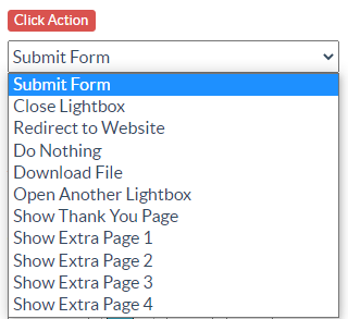 set form buttons to submit, close pop-ups, redirect, or show another page