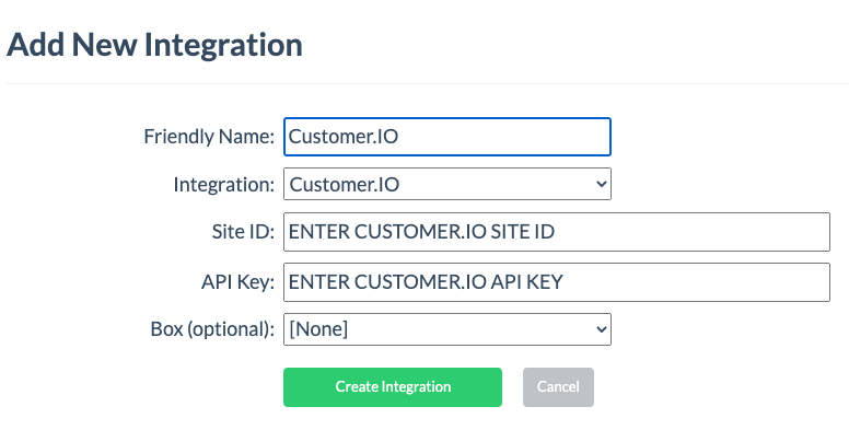 add the customer.io integration to Digioh