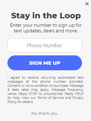 sms opt-in form for collecting mobile numbers for Postscript