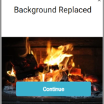 pop-up with dynamic image of a fireplace