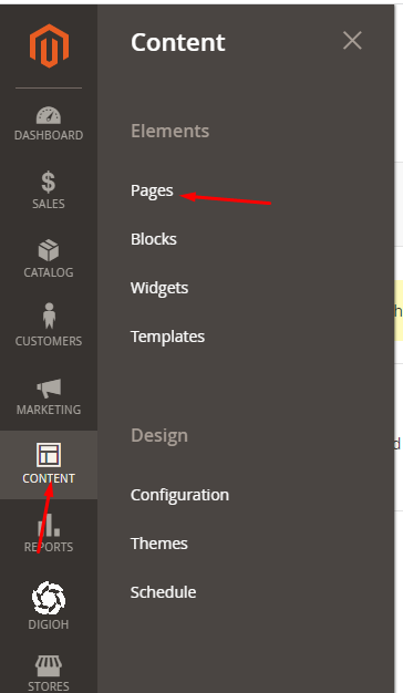 Magento Admin Panel Content Pages