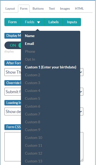 select the field from the dropdown that will push data to the datalayer