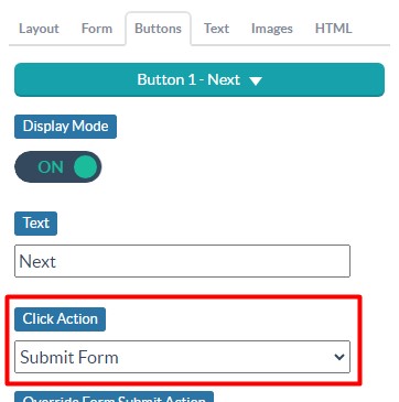 select the submit form click action to capture data