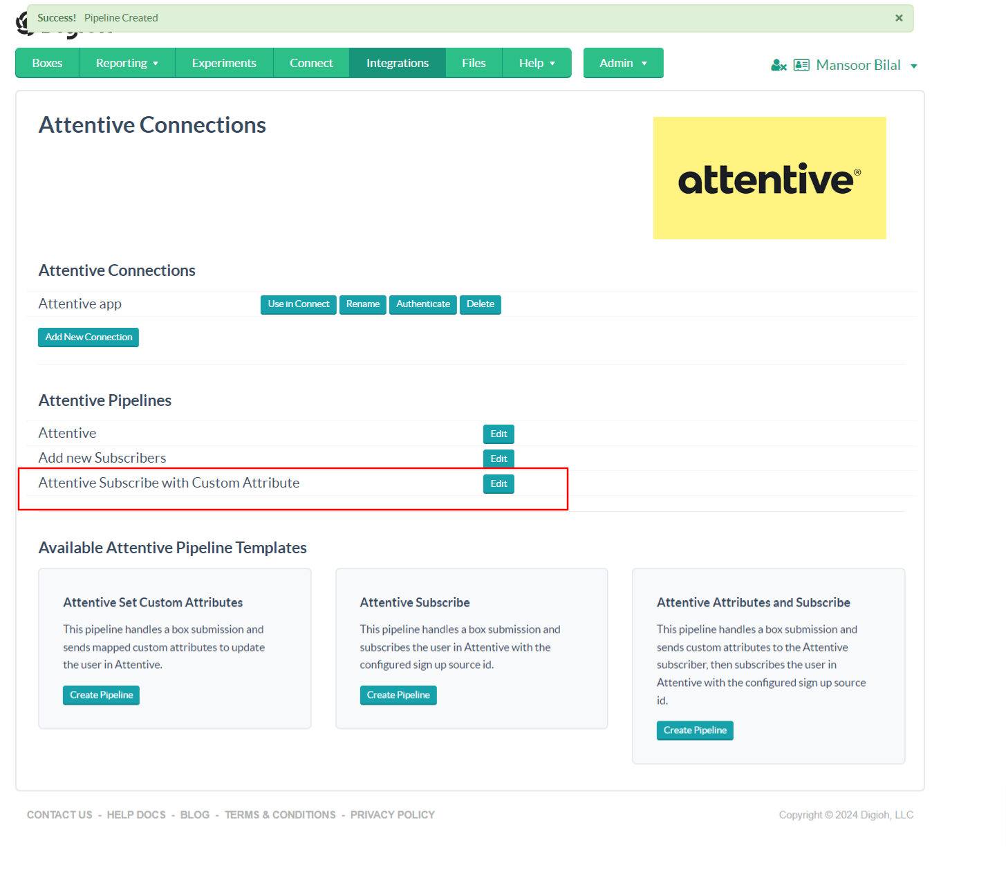 Select 'Edit' after your pipeline is created to make modifications 