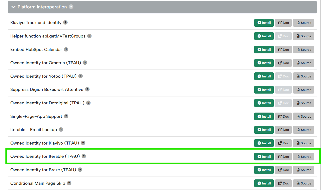 Installing Owned Identity for Iterable (TPAU) extension