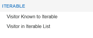 Iterable menu listing visitor conditions such as known visitor and Iterable list
