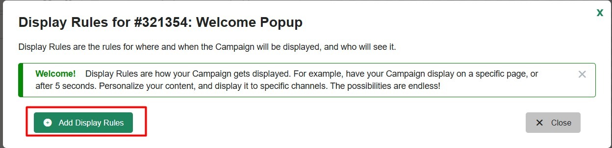 Click 'Add Display Rules' to add a new rule group