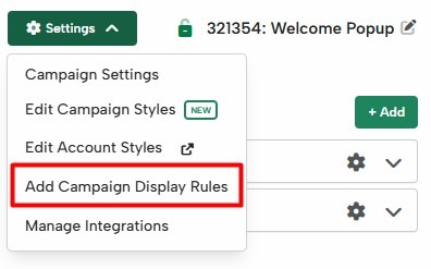 Adding display rules from the campaign editor