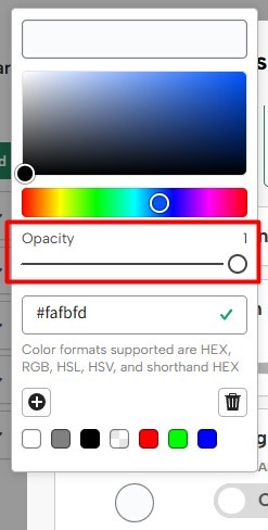 The overlay's transparency can be adjusted via the opacity slider
