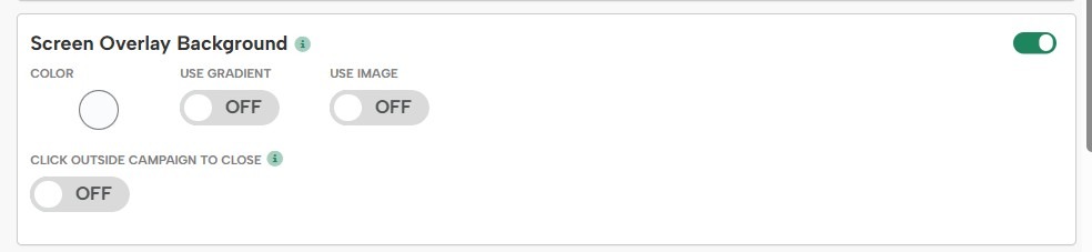 The screen overlay background settings are located in the campaign settings