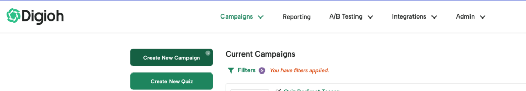 Digioh top navigation bar