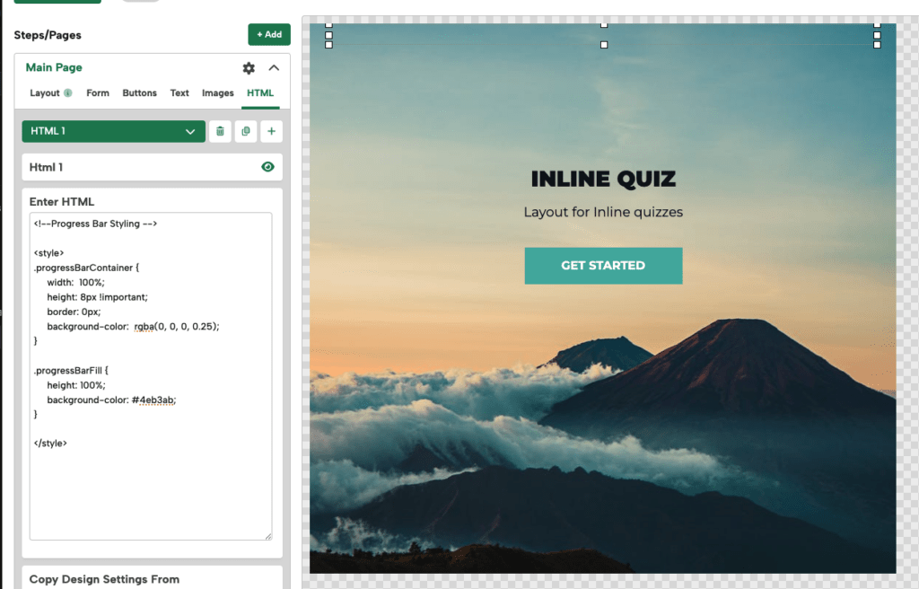 Progress bar styling is located on the Main PAge