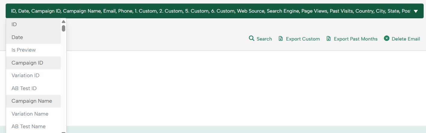 You can select which specific fields you want to see in your search results