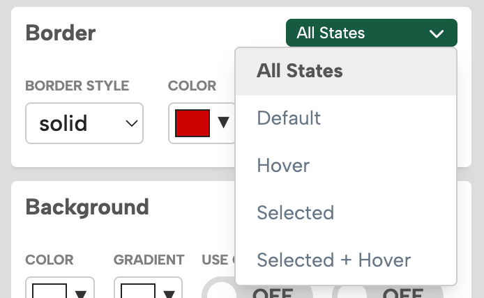 Global design button states