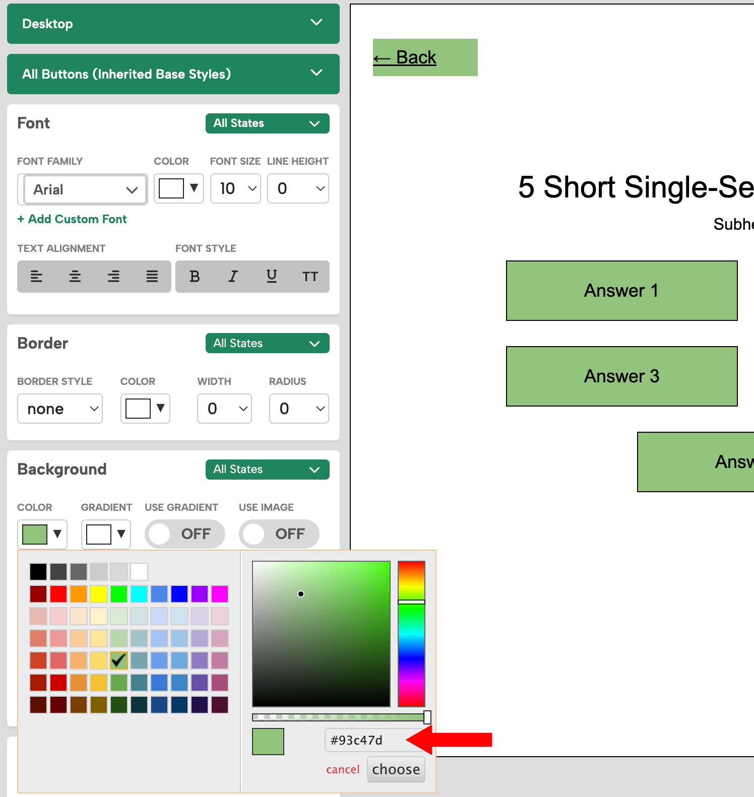 Global Design Settings Button Style
