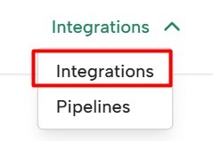 Access the integrations page via the integrations dropdown