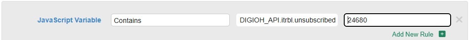To create rules based around your channels in Iterable, use the JavaScript variable DIGIOH_API.itrbl.unsubscribedChannelIds