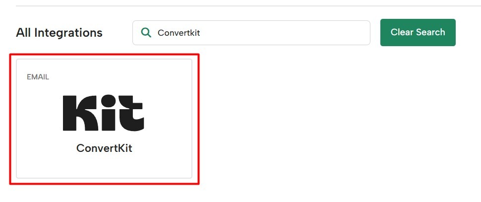 Select the ConvertKit card to create a new integration
