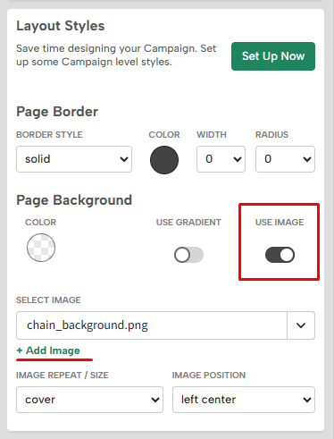 Toggle button to use background image