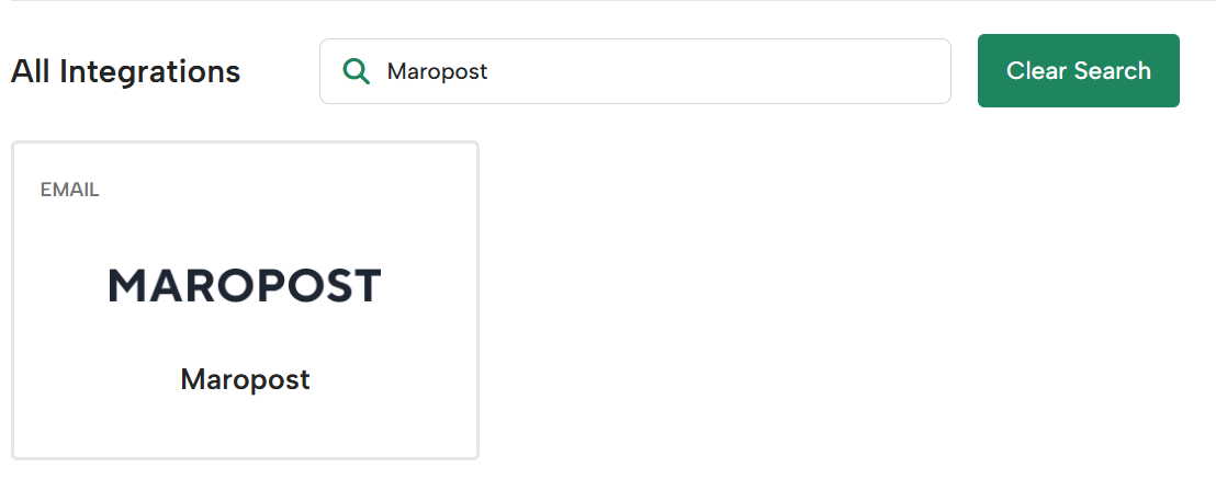 Digioh's Maropost integration can be found in the Integrations menu