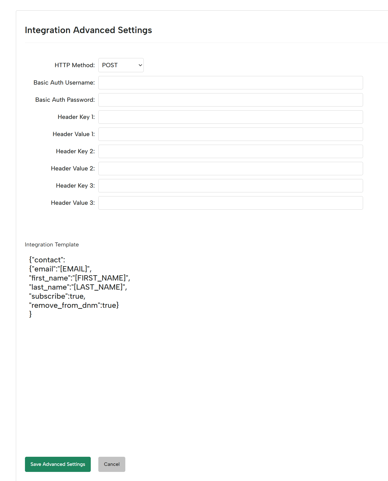 A sample Maropost payload