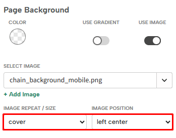 Image background size settings