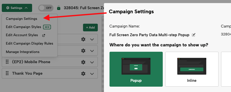 campaign settings
