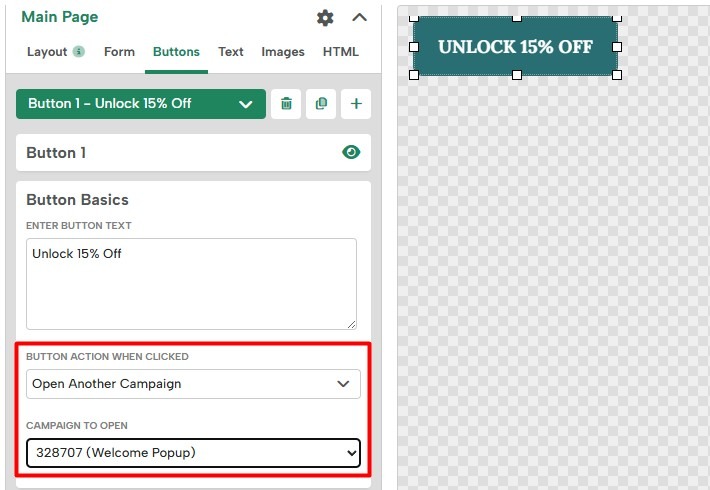 Add a button to your teaser set to open your popup