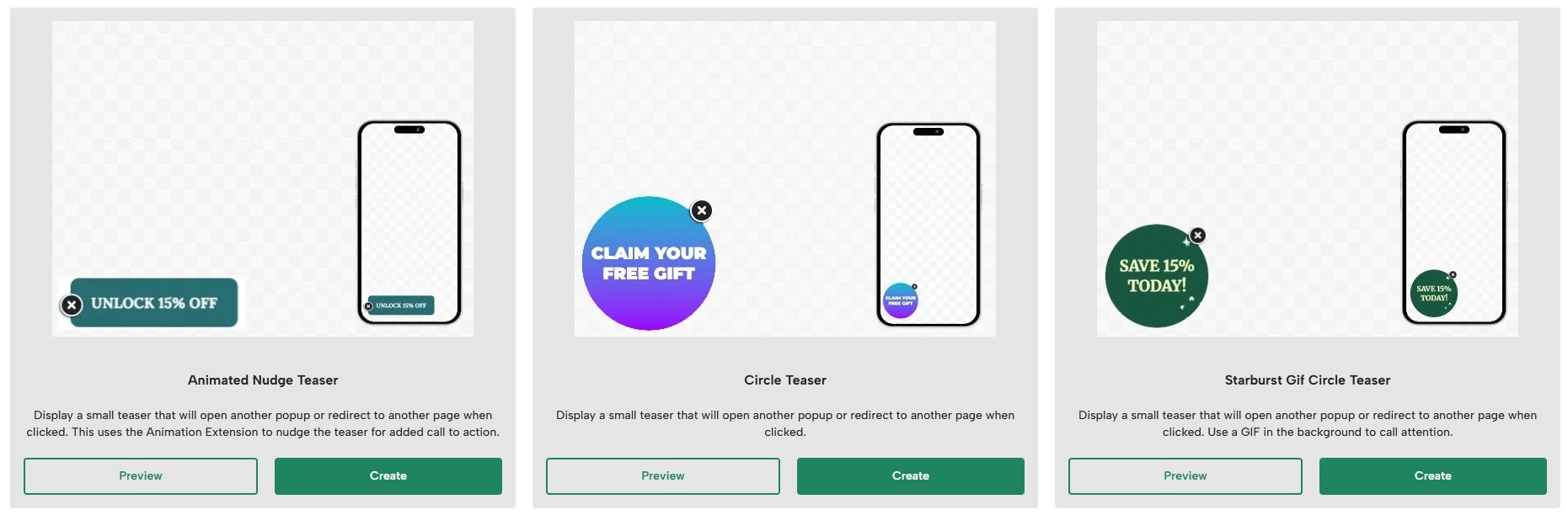 Sample teaser designs