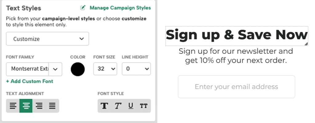 Reduce font size