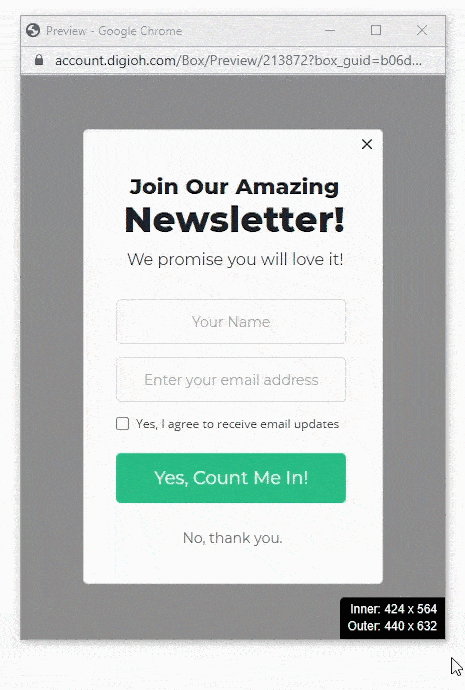 A gif showing a responsive design